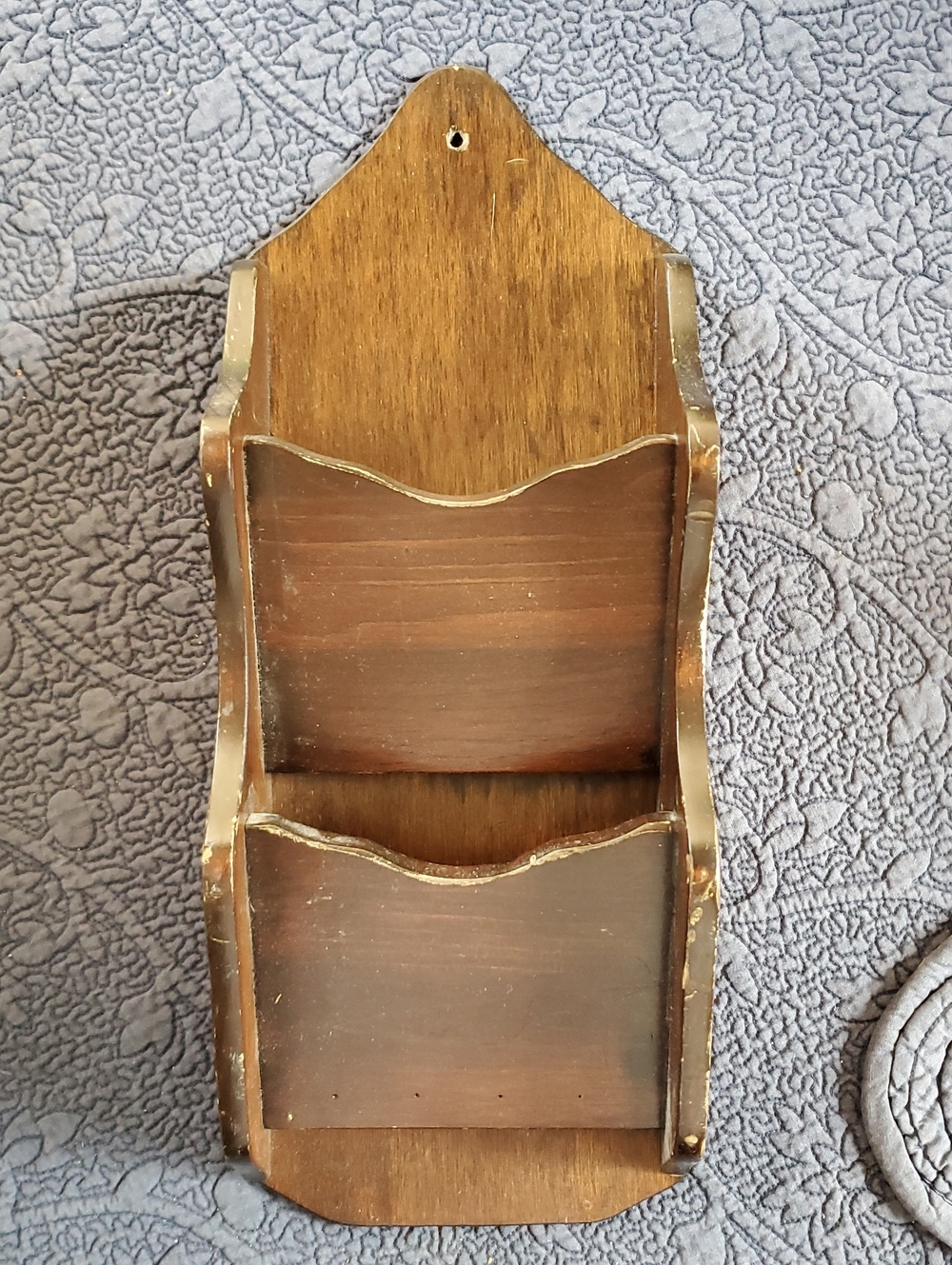 Wooden Two-Tier Wall Pocket Organizer in Warm Brown